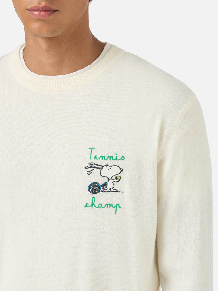 Suéter de cuello redondo Heron con bordado Snoopy tennis champ | SNOOPY PEANUTS SPECIAL EDITION 