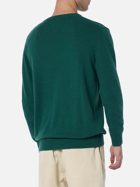 Man green sweater Heron with It's wine o'clock embroidery - MC2 Saint Barth