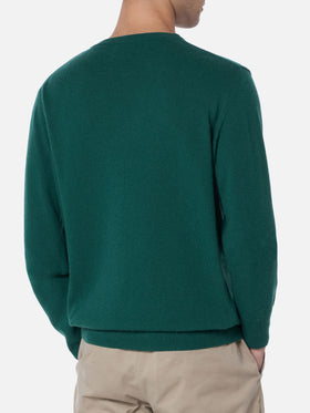Man green sweater Heron Light with Levateje er vino embroidery| VACANZE DI NATALE SPECIAL EDITION - MC2 Saint Barth