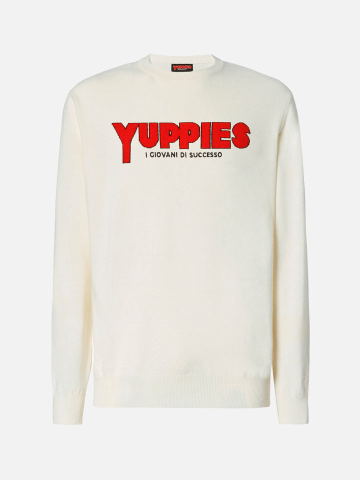 Maglione Heron Light bianco panna con jacquard Yuppies | Special Edition