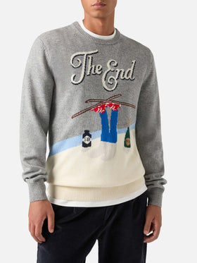 Jersey de punto con cuello redondo Grey Heron con intarsia The End 