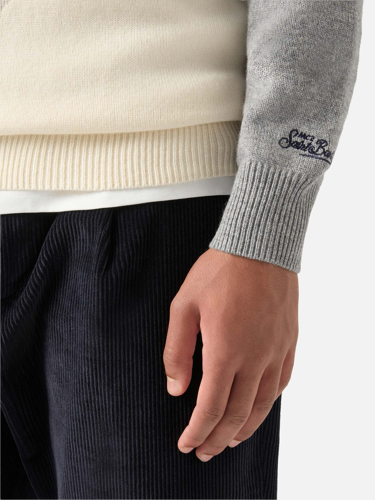 Jersey de punto con cuello redondo Grey Heron con intarsia The End 