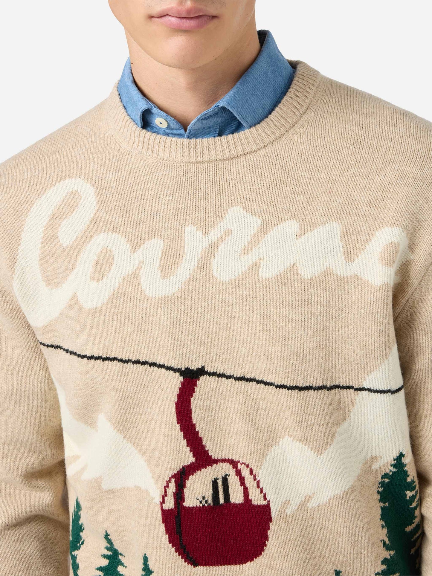 Heron-Pullover mit Courma-Postkarten-Jacquard