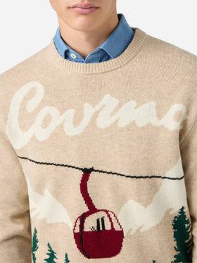 Heron-Pullover mit Courma-Postkarten-Jacquard