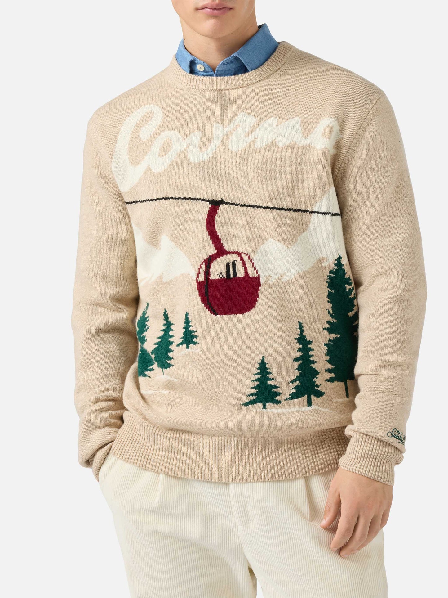 Heron-Pullover mit Courma-Postkarten-Jacquard