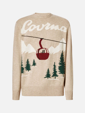 Heron-Pullover mit Courma-Postkarten-Jacquard