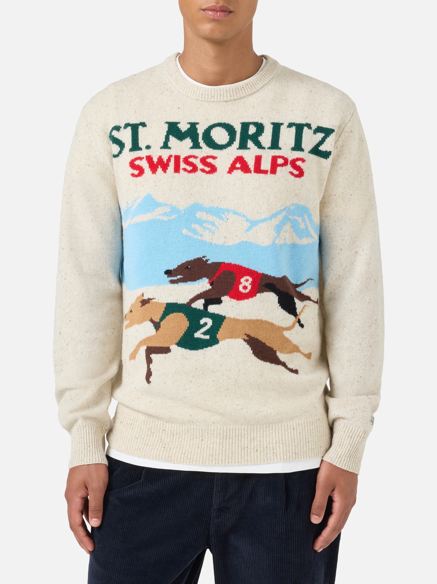 Maglia Heron donegal cartolina St. Moritz bianco