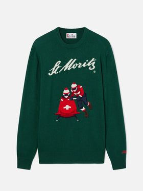Punto de cuello redondo Green Heron con intarsia St. Moritz | Special edition 