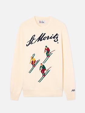 Grey Heron crewneck knit with St. Moritz intarsia | Special edition