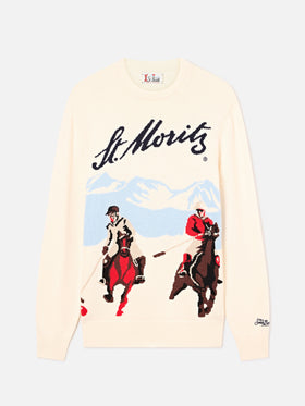 Pull col rond Grey Heron en maille avec intarsia St. Moritz | Special edition 