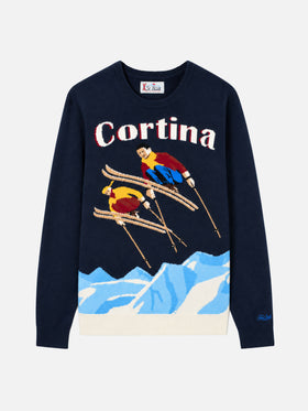 Pull à col rond Heron avec jacquard carte postale Cortina 