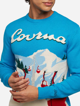 Crewneck sweater Heron with Courma postcard jacquard - MC2 Saint Barth