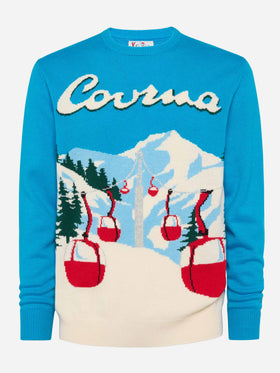 Crewneck sweater Heron with Courma postcard jacquard - MC2 Saint Barth
