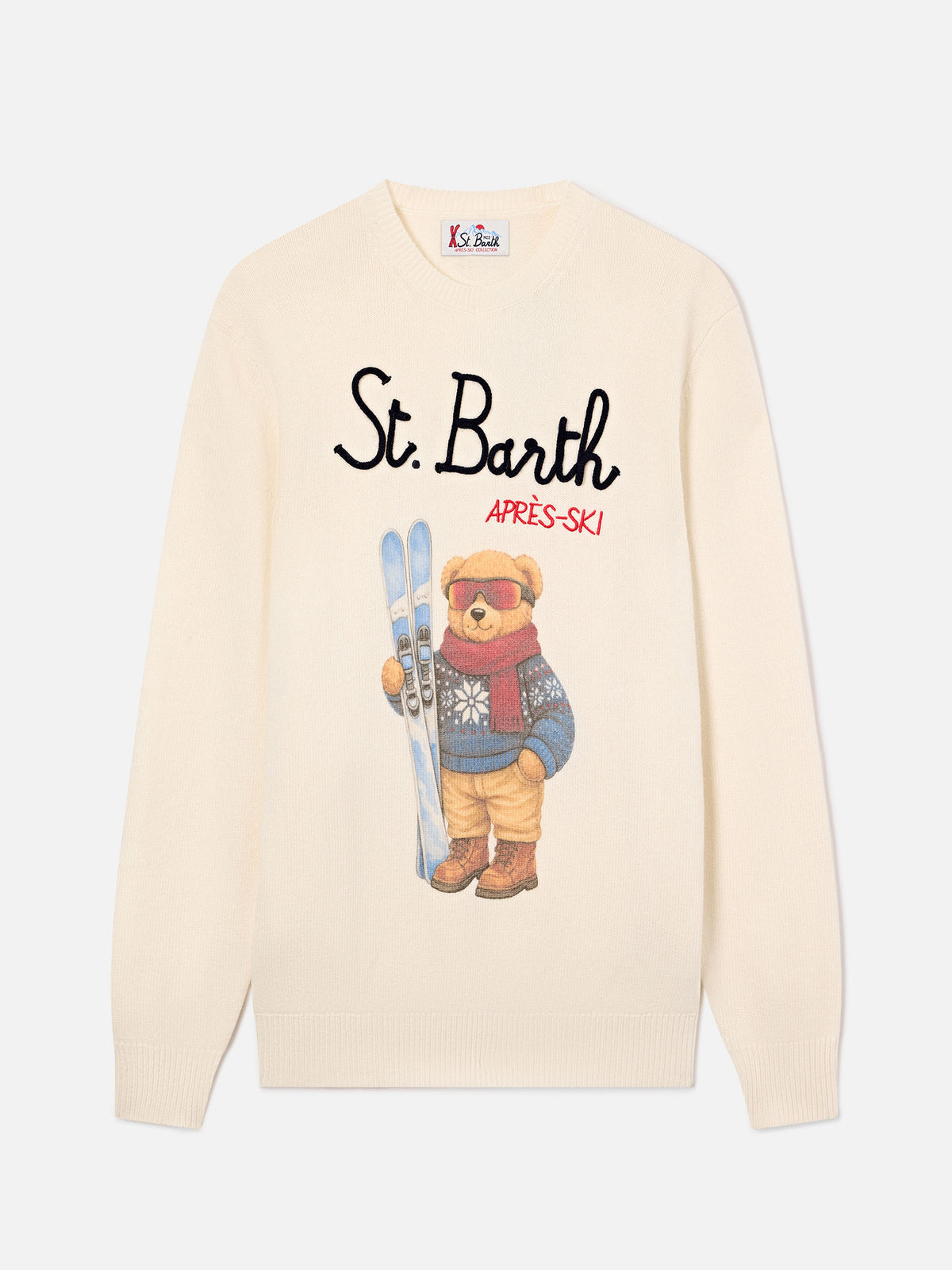 Jersey de punto con cuello redondo Grey Heron con intarsia y bordado de osito teddy bear 