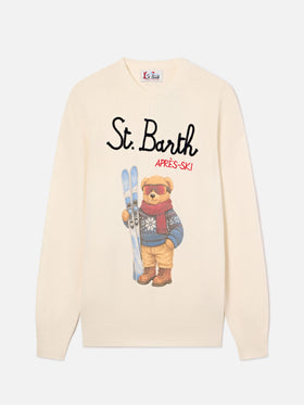 Jersey de punto con cuello redondo Grey Heron con intarsia y bordado de osito teddy bear 