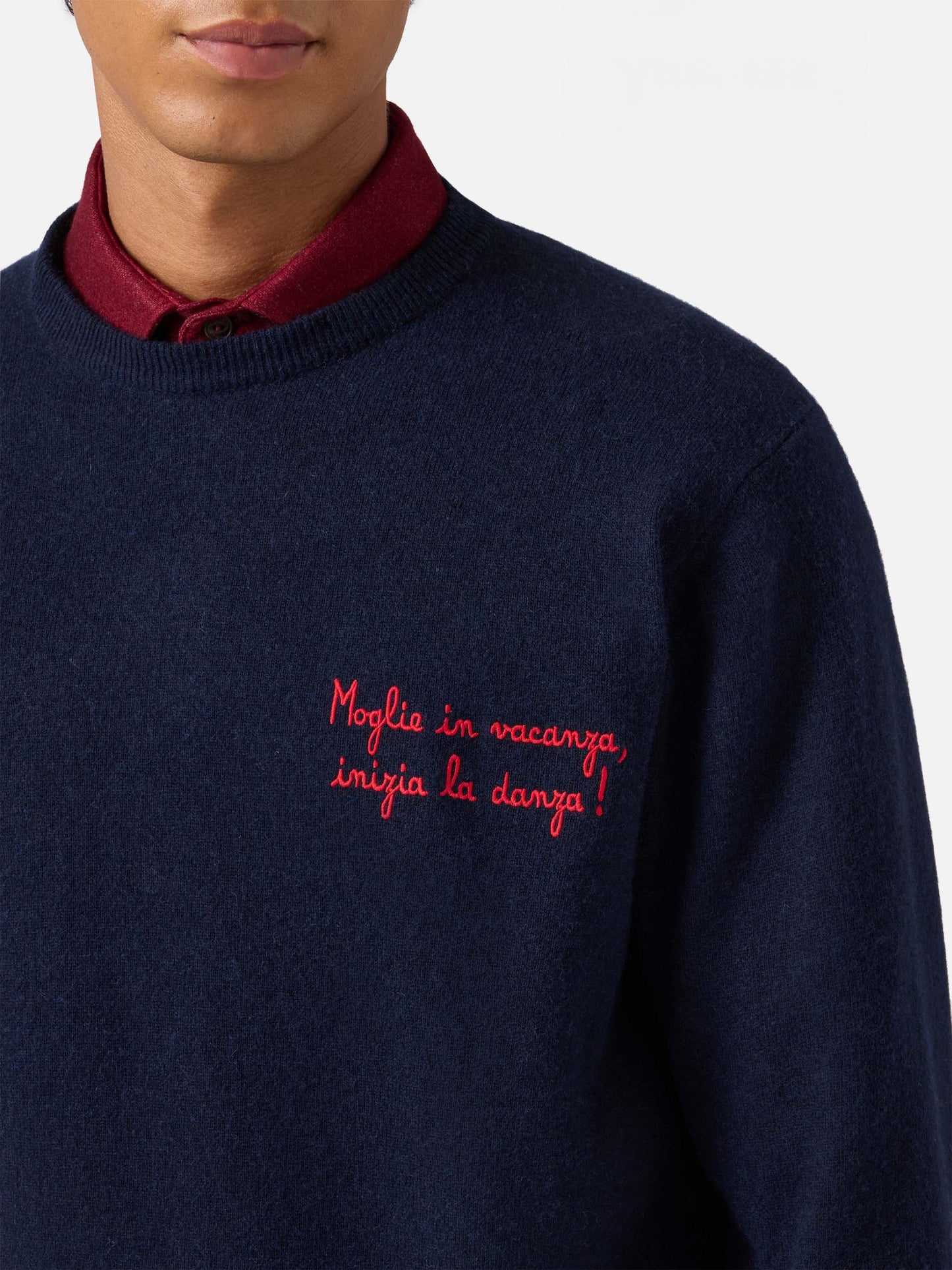 Rundhalspullover Heron Light mit Moglie in „Vacanza Inizia La Danza“-Stickerei | YUPPIES SONDEREDITION
