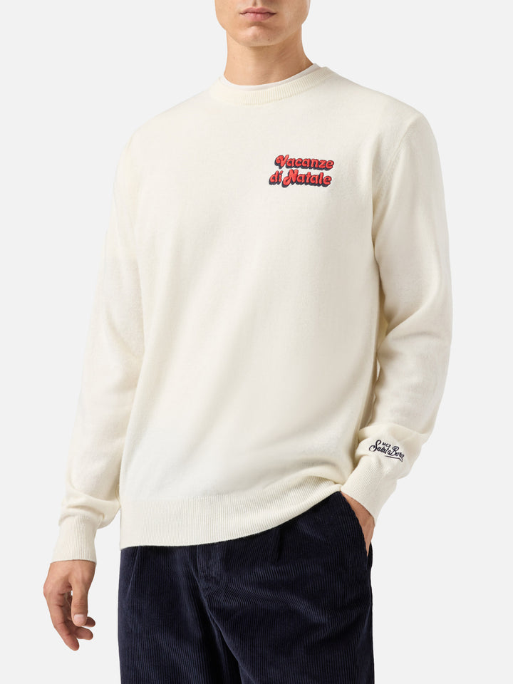 Crewneck Heron Light with Vacanze di Natale embroidery | VACANZE DI NATALE SPECIAL EDITION