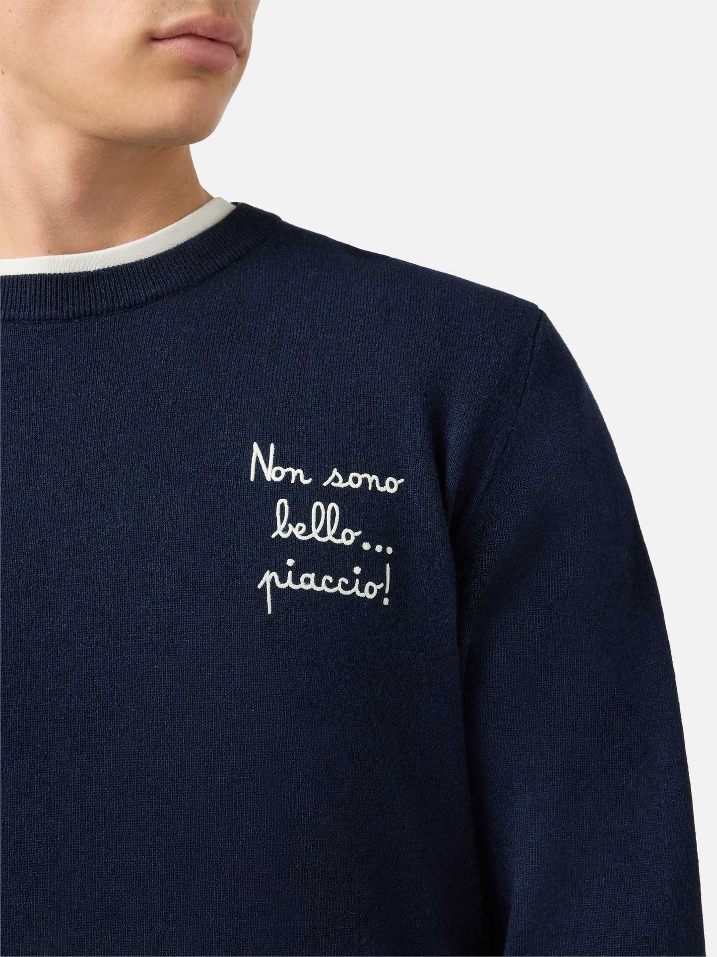 Crewneck Heron Light with Non sono bello, piaccio! embroidery | VACANZE DI NATALE SPECIAL EDITION