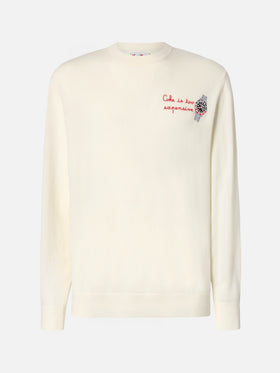 Der Rundhalspullover Heron Light mit der Coke-Stickerei ist zu teuer.