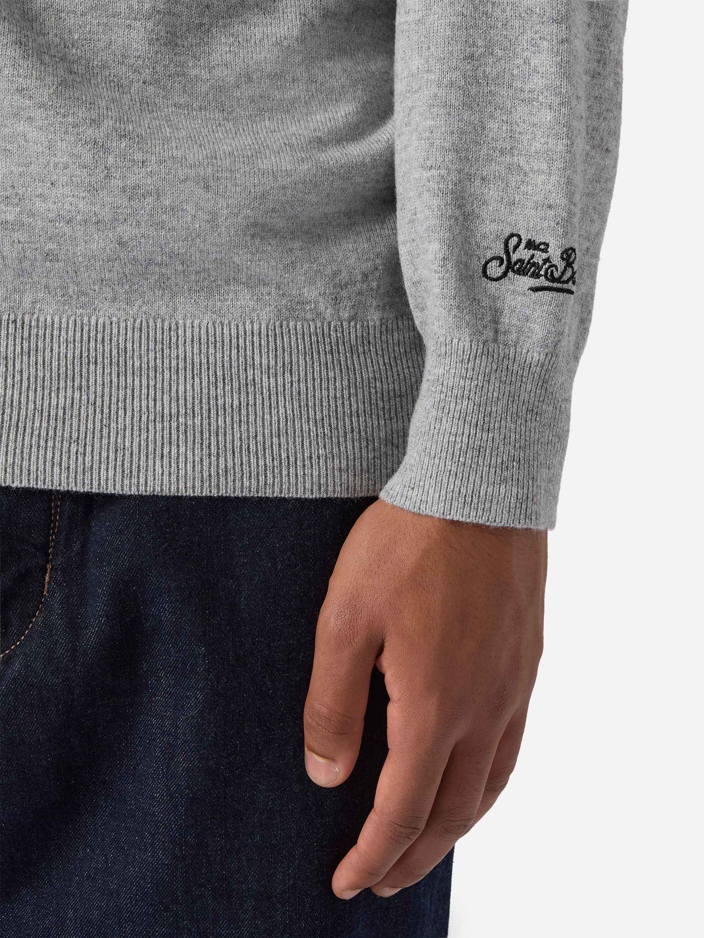 Maglione a girocollo Heron Light con ricamo Il mare d'inverno