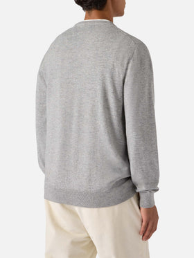 Crewneck sweater Heron Light with Vado a ruba embroidery