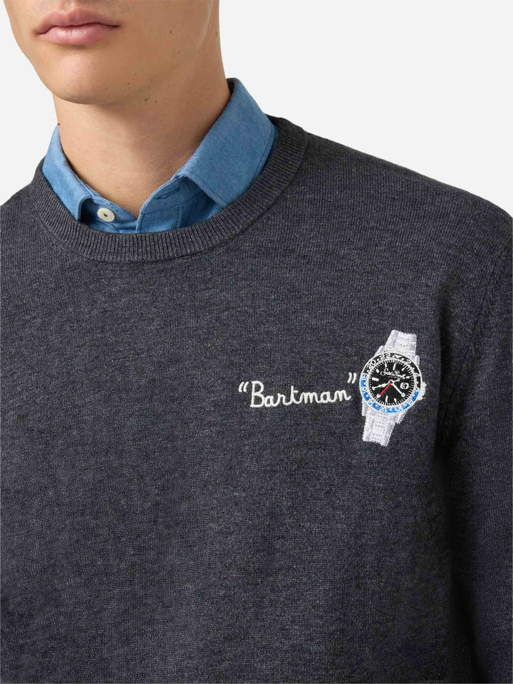 Heron Light sweater with Bartman embroidery