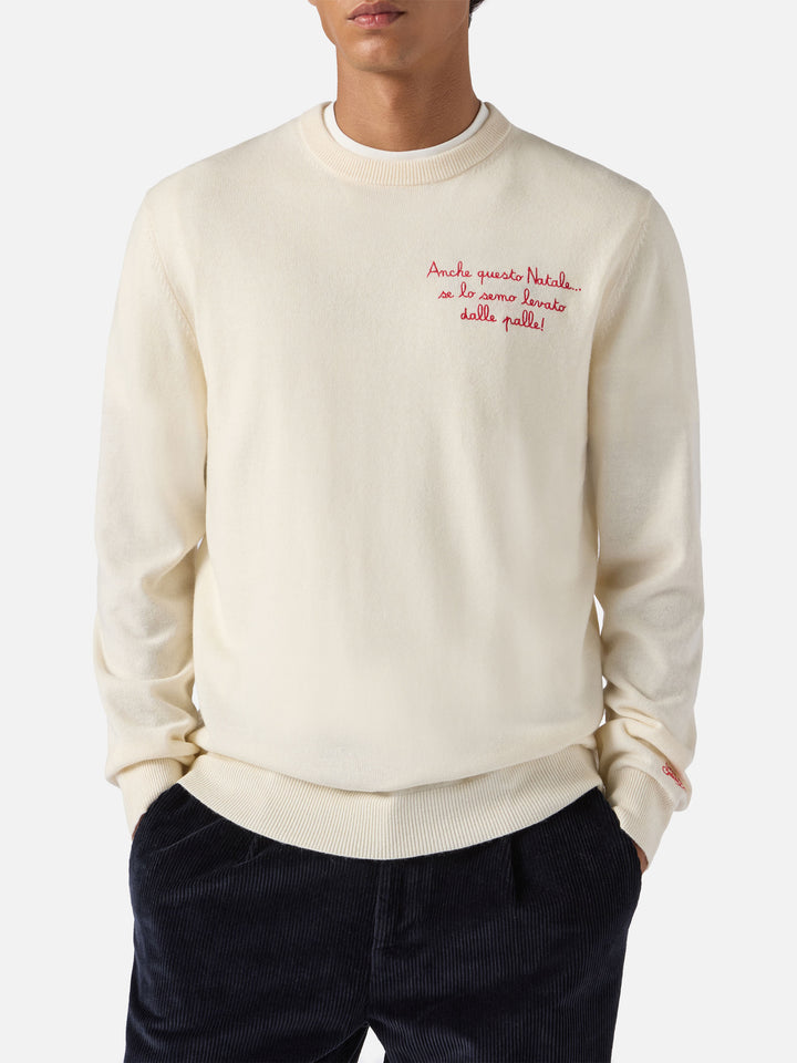 Crewneck Heron Light with Anche questo Natale se lo semo levato dalle palle! embroidery | VACANZE DI NATALE SPECIAL EDITION