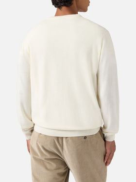 Crewneck Heron Light with E nun m'angoscià embroidery | VACANZE DI NATALE SPECIAL EDITION