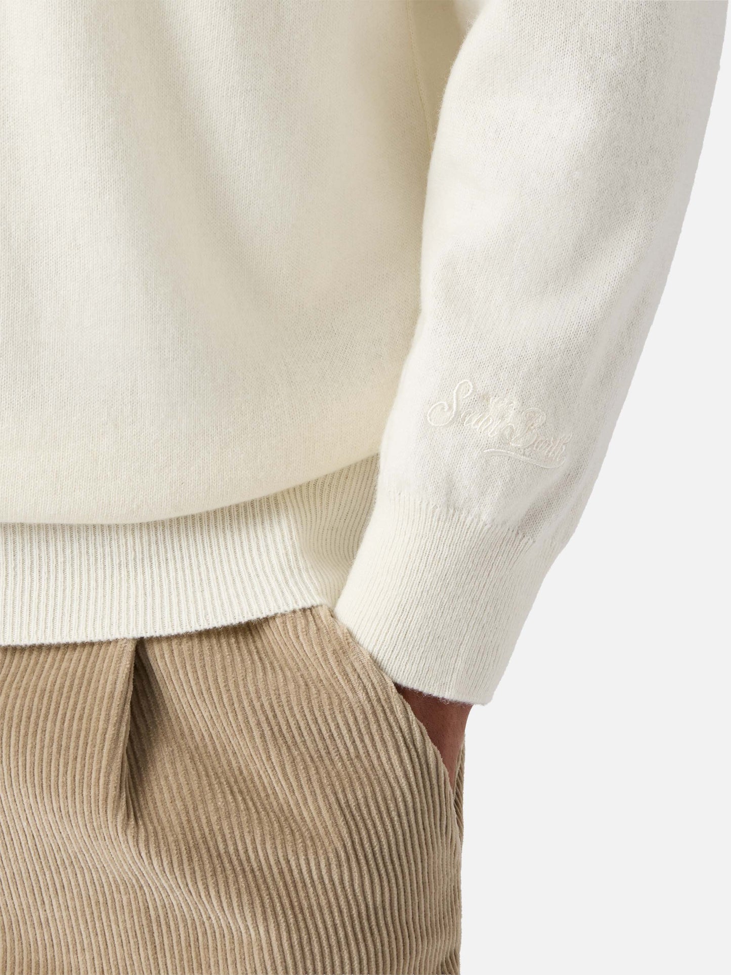 Crewneck Heron Light with E nun m'angoscià embroidery | VACANZE DI NATALE SPECIAL EDITION