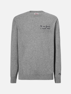 Crewneck Heron Light with Mi me faccio i cassi miei! embroidery | VACANZE DI NATALE SPECIAL EDITION