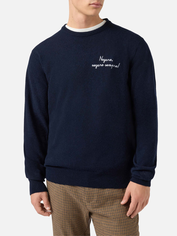 Crewneck Heron Light with Negare, negare sempre! embroidery | VACANZE DI NATALE SPECIAL EDITION