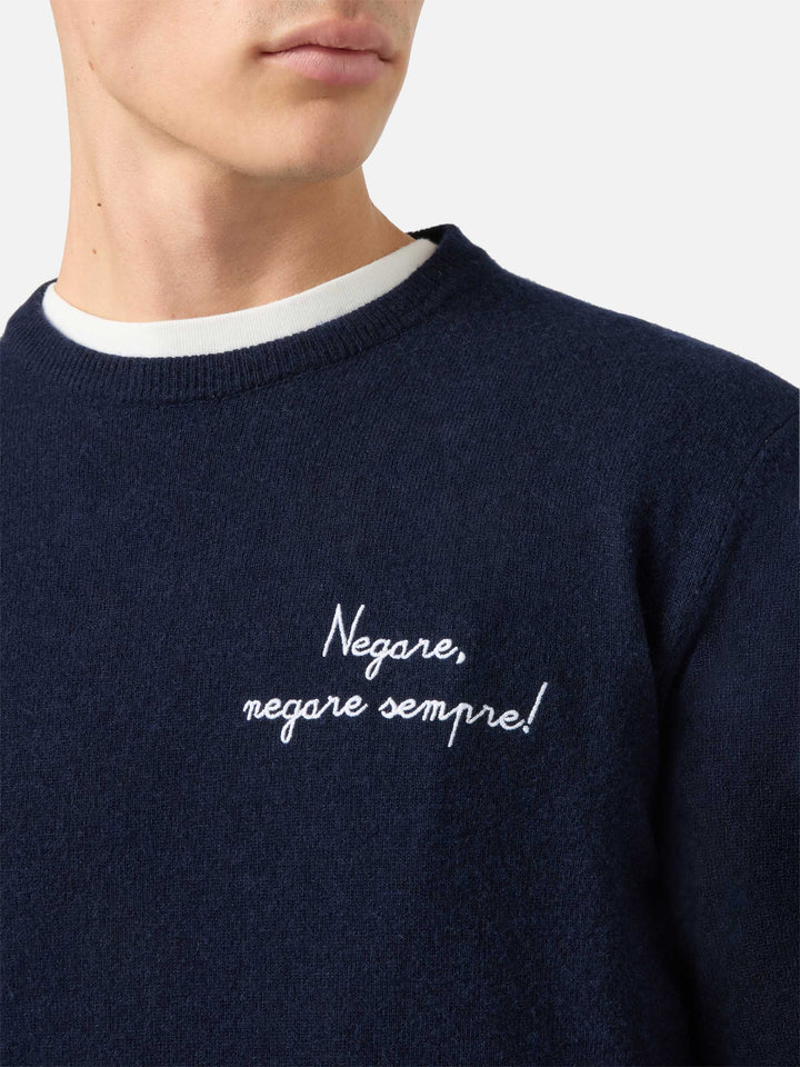 Crewneck Heron Light with Negare, negare sempre! embroidery | VACANZE DI NATALE SPECIAL EDITION