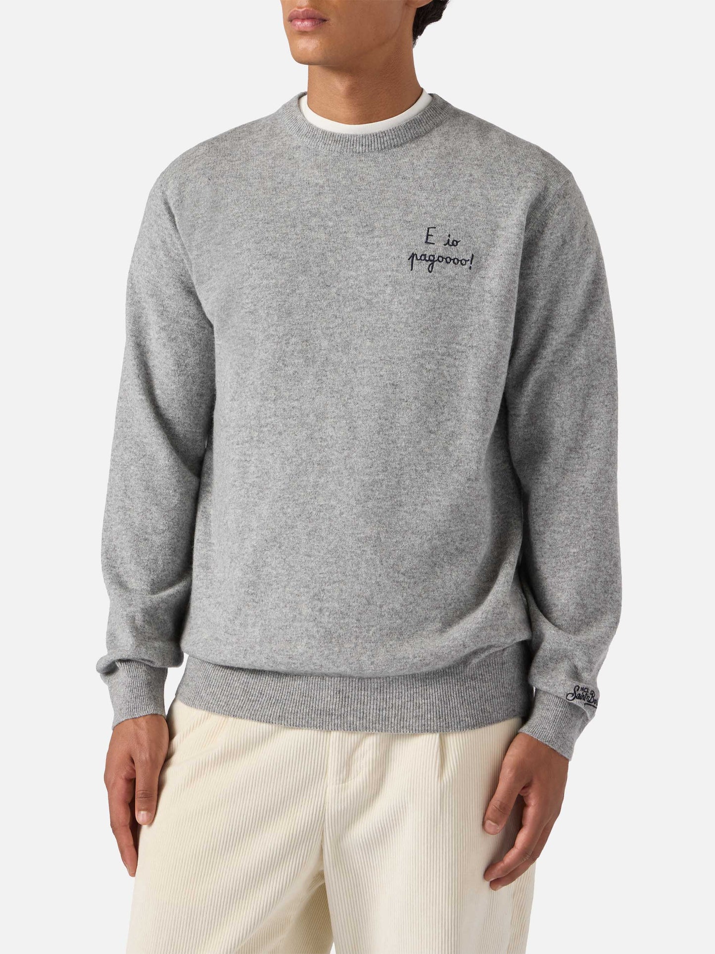 Rundhalspullover Heron Light mit E io pagooo Stickerei | YUPPIES SPECIAL EDITION