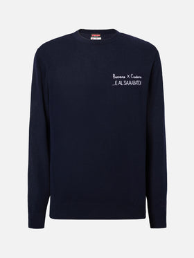 Rundhalspullover Heron Light mit „Provare per credere!“-Stickerei | YUPPIES SPECIAL EDITION