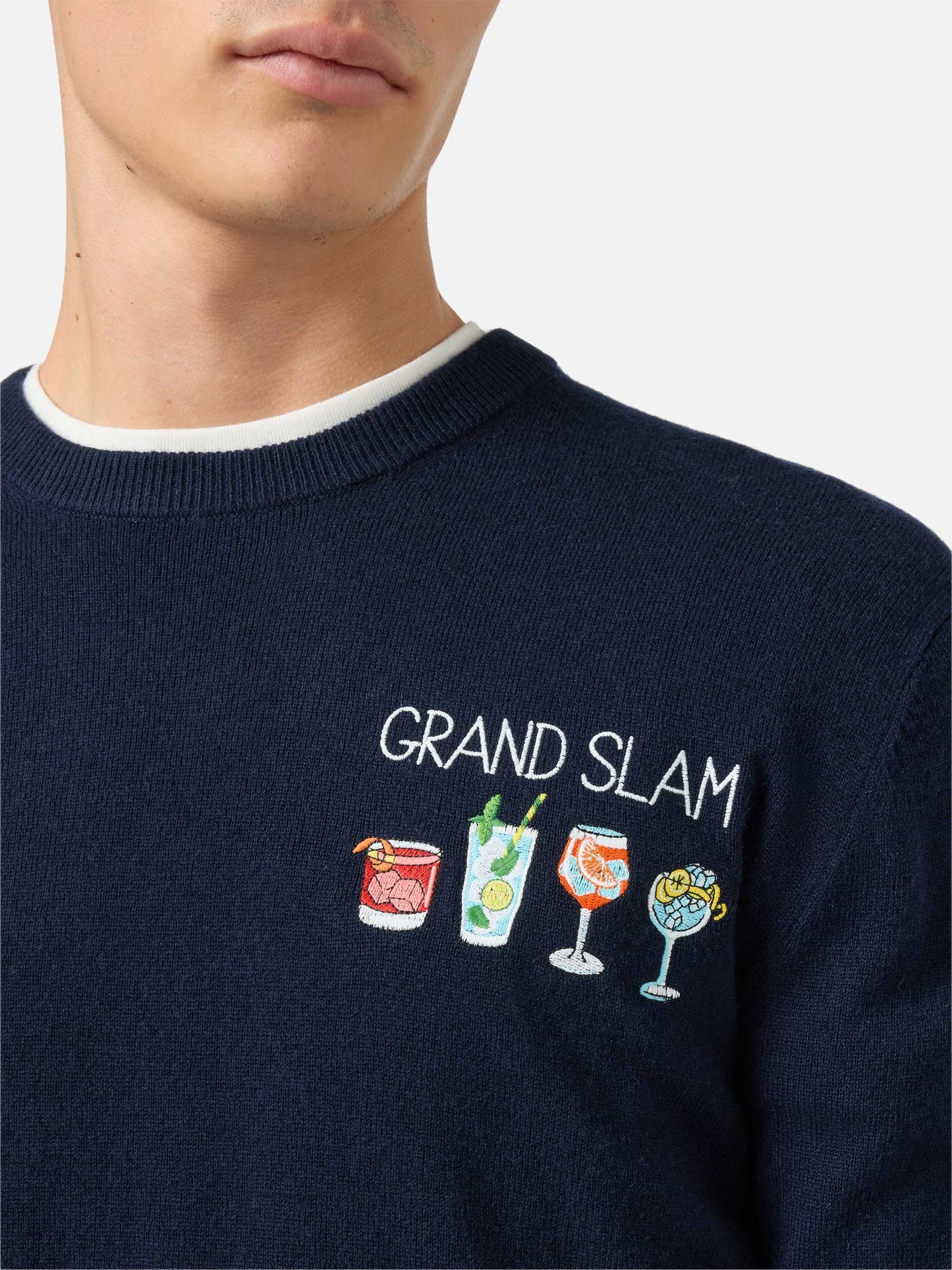 Rundhalspullover Heron Light mit Grand Slam-Stickerei