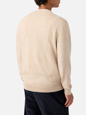 Rundhalspullover Heron Light mit Sto na bomba-Stickerei
