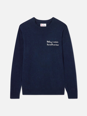 Punto de cuello redondo Heron Light en azul marino blue con bordado 