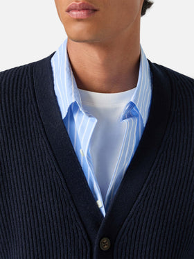 Cárdigan de canalé de lana Herrison Navy blue 