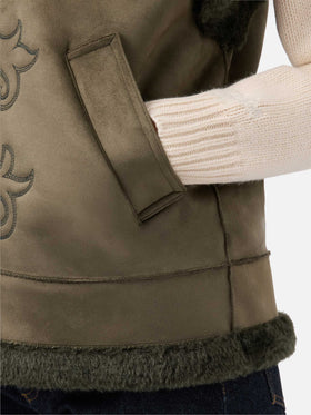 Gilet Hesketh en fausse peau lainée avec broderie western 