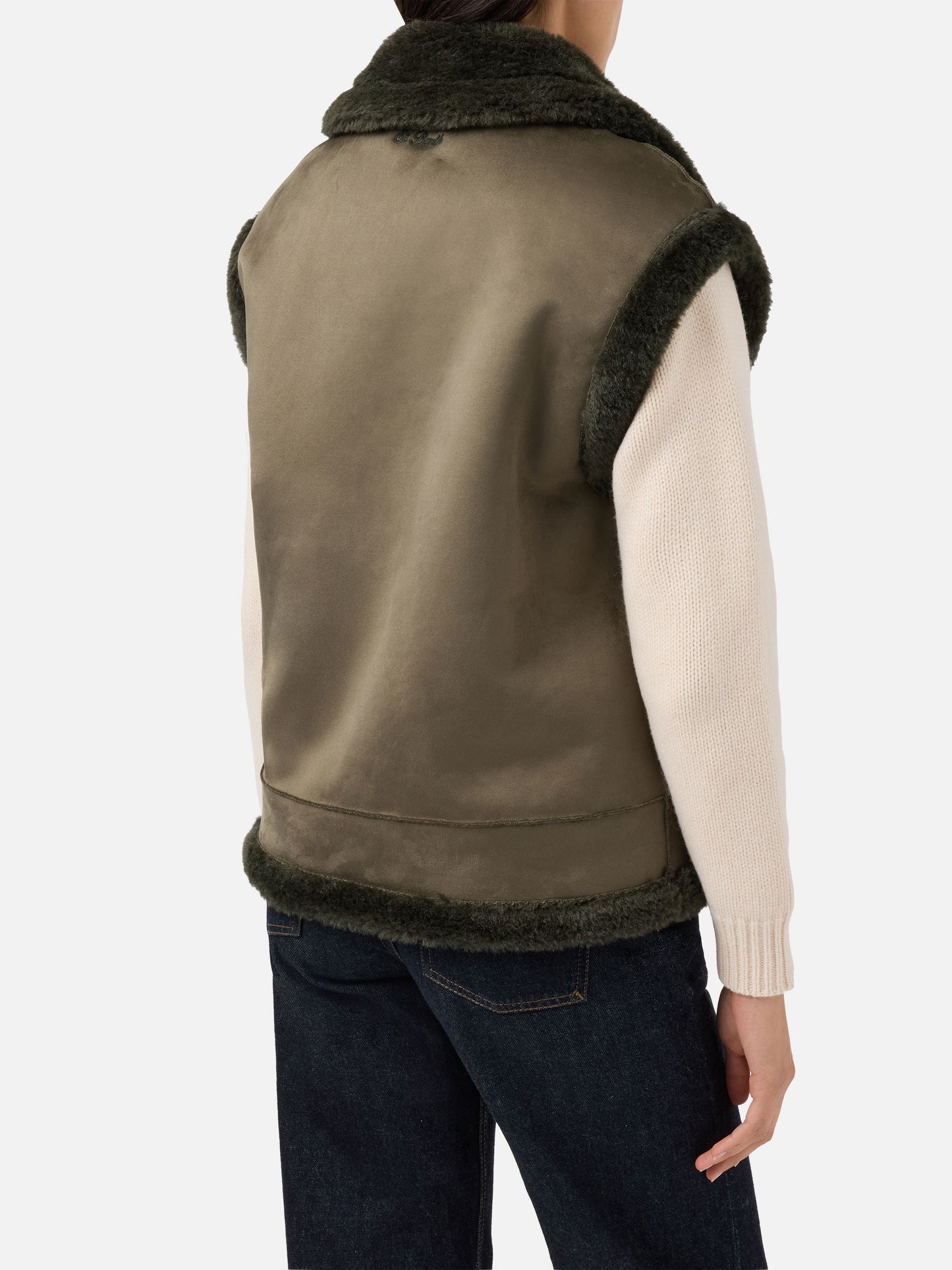 Gilet Hesketh en fausse peau lainée avec broderie western 