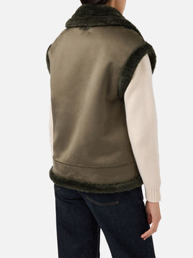 Gilet Hesketh en fausse peau lainée avec broderie western 