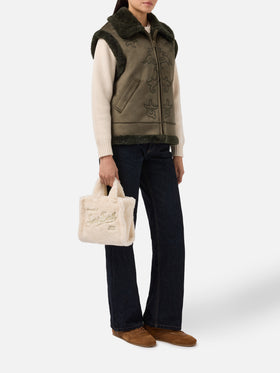 Gilet Hesketh en fausse peau lainée avec broderie western 