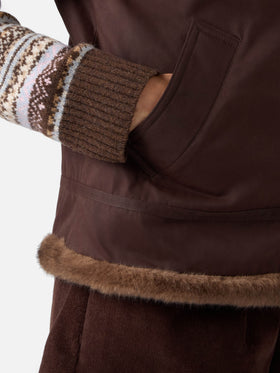 Chaleco reversible encerado Hesketh marrón oscuro con pelo sintético 