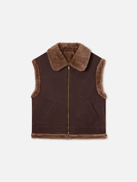 Chaleco reversible encerado Hesketh marrón oscuro con pelo sintético 