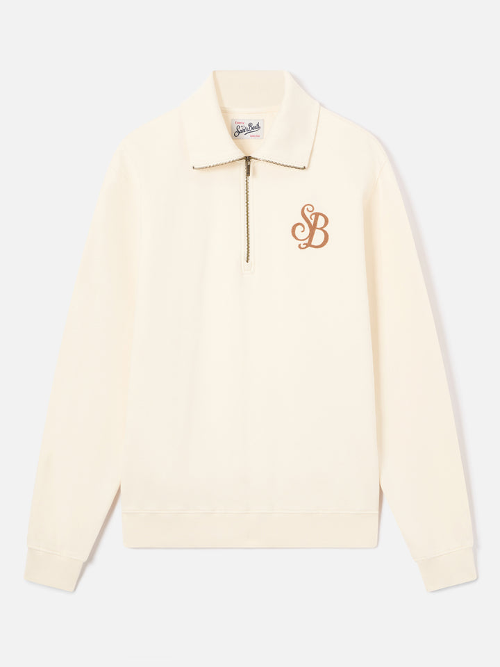 Sudadera Huntley de algodón color crema con monograma SB Legacy 