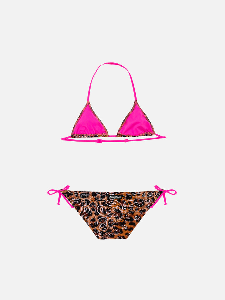 Girl triangle bikini with leo bandanna print - MC2 Saint Barth