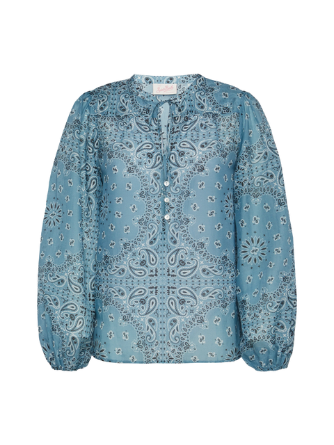 Harper silk voile blouse in lurex silk voile with bandanna print - MC2 Saint Barth