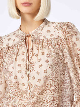 Woman silk voile blouse Harper with bandanna print - MC2 Saint Barth