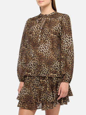 Harper Seidenvoilebluse aus Seidenvoile mit Animal-Print