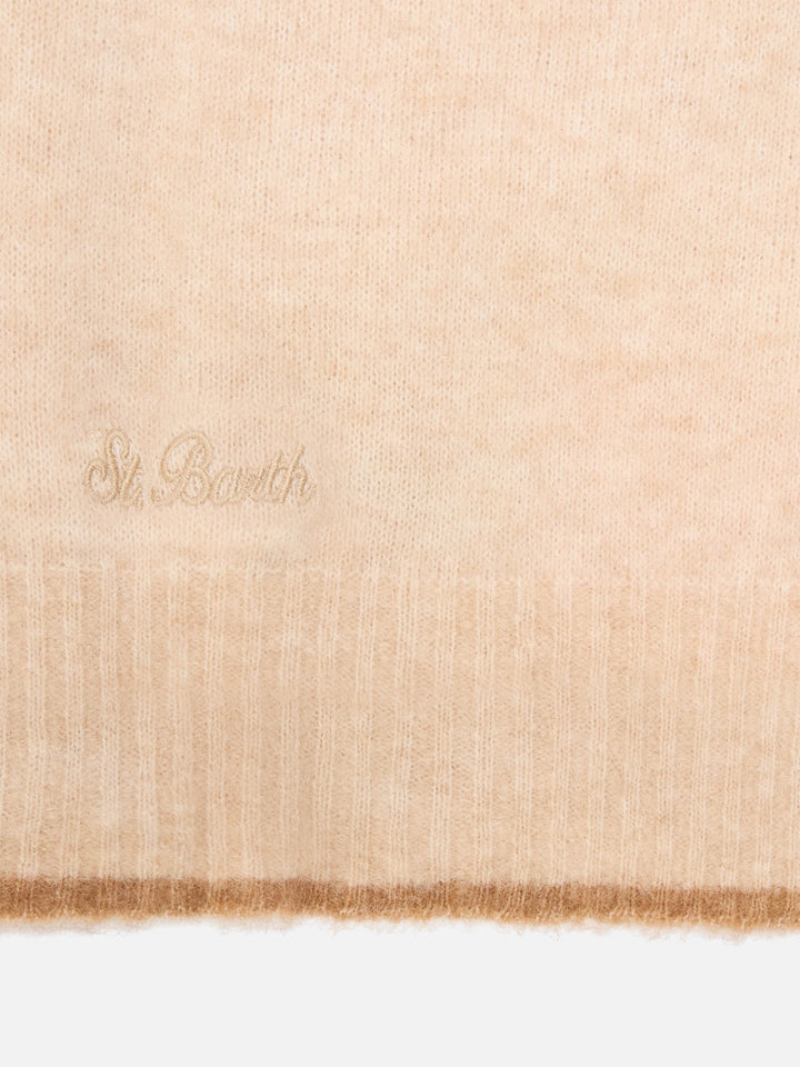 Capuche Harlow beige en mélange d’alpaga avec finitions contrastées 